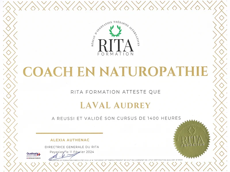 Diplome Naturopathie Audrey Laval 800x600
