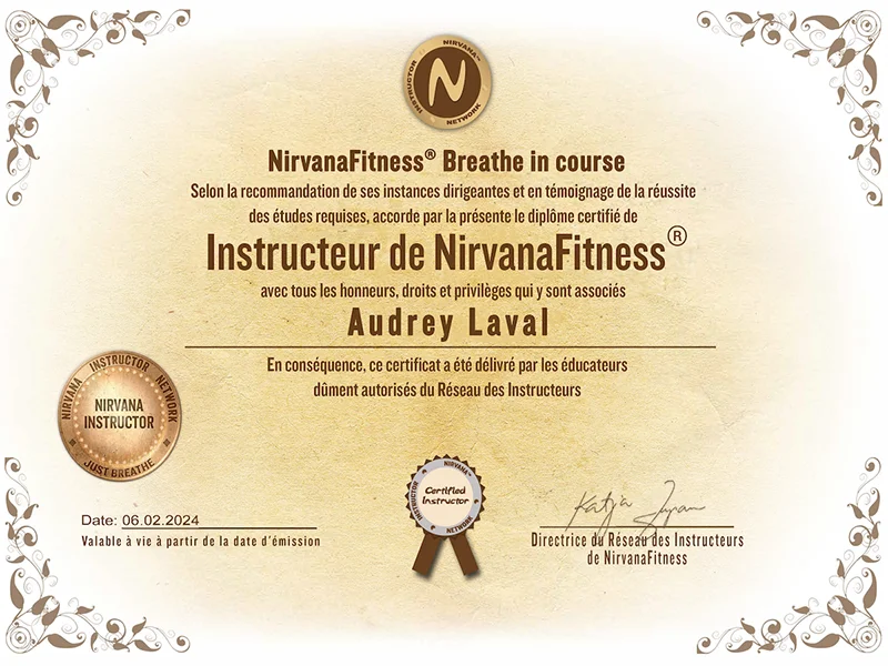 Diplome Nirvanafitness Audrey Laval 800x600