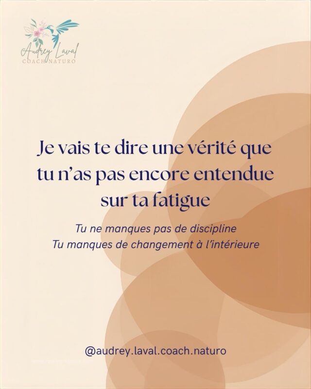 Tu peux manger “sain”, faire attention à tout… et te réveiller épuisée, tendue, à bout de nerfs.

Le problème, ce n’est pas ta volonté. C’est que ton corps manque de vraie sécurité, de vrais temps de récupération, de repas qui le nourrissent vraiment.

C’est pour ça que j’ai créé une checklist de l’énergie sur 7 jours : 3 habitudes simples à tester pour mieux te nourrir, apaiser ton système nerveux et ralentir le soir, sans te brusquer.

L’idée n’est pas que tu sois parfaite, mais que tu observes ce qui change quand tu prends soin de toi avec plus de douceur et de régularité.

Commente “VÉRITÉ” et je t’OFFRE cette checklist + un petit journal de bord pour t’aider à suivre ton énergie sur la semaine.

#fatiguechronique #épuisement #systemenerveux #santefeminine #naturopathe